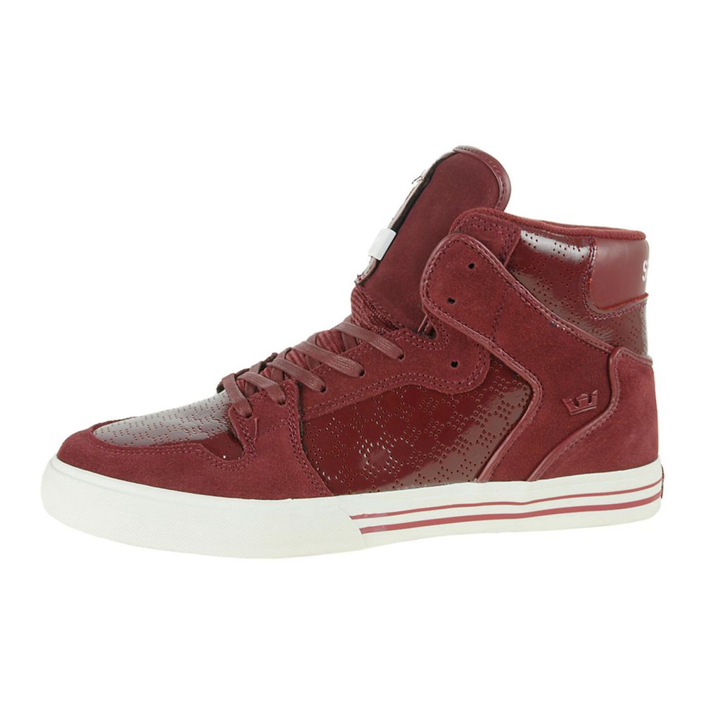 Baskets Montantes Supra Vaider Bordeaux Burgundy Patent/Suede Homme | EZK-77299607